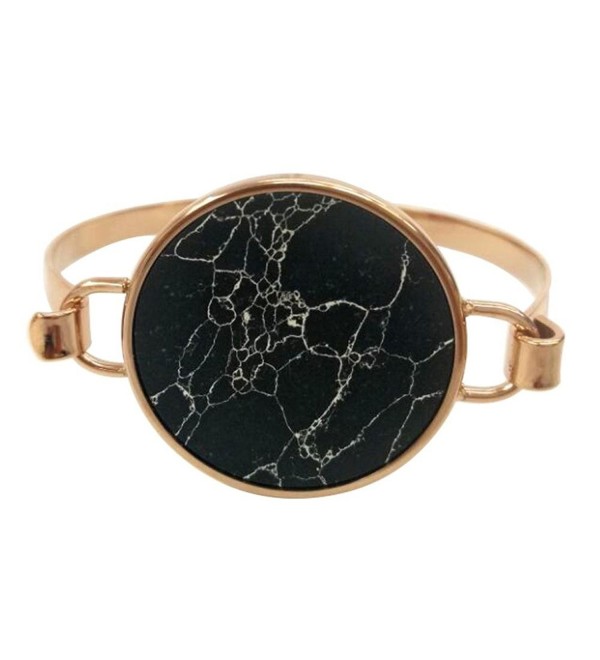 Mamona Marble Rose Gold Plated Bangle Bracelet - Black - CN12NT6Y0LM