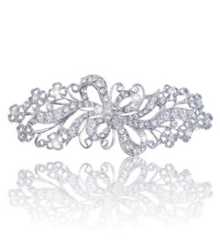 EVER FAITH Wedding Filigree Bowknot Brooch Clear Austrian Crystal - Silver-Tone - CG11J2EUW0Z