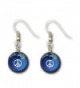 Peace Sign Earrings- Blue Earth Marbles- Natural Earth Continents - CI116LN2F05