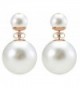 Double sided bead ball stud earrings - Gold plated - white - CL17YGLI9ND