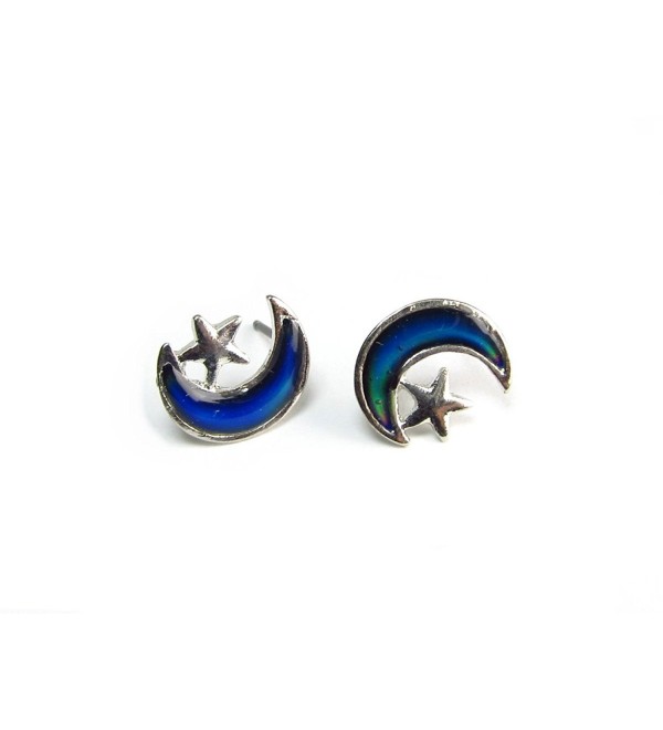 Moon and Star Mood Fashion Stud Earrings - CA114E53WJZ