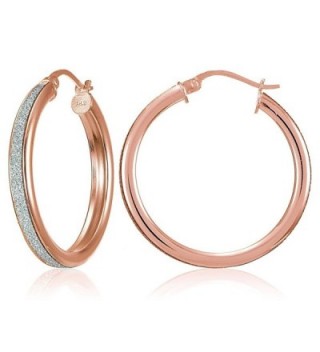 Sterling Silver Glitter Round Hoop Earrings- 15mm-30mm - CK12OCUUPEU