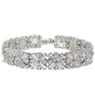 EVER FAITH Silver-Tone Zircon Luxury Wedding Cross Tennis Bracelet Clear - C411SCF0JZX