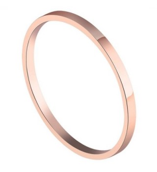 PAURO Women's Stainless Steel Rose Gold Plated Knuckle Midi Ring Set Stackable 1.5MM Plain Band - CD185O2LK57