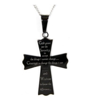 Serenity Prayer Cross Pendant Necklace - Cross Necklace - Serenity Pendant - Recovery 12 Step Gifts - C7110JSCQDT