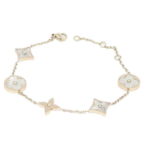 Baoli Rose Gold Titanium White Shell Clover Women's Chain Bracelet - CC12N1IOMCY