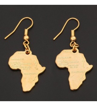 Gold Plated Africa Continent Earring in Women's Drop & Dangle Earrings