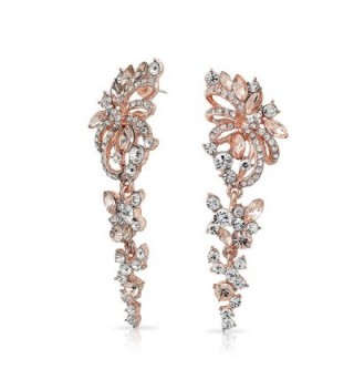 Bling Jewelry Rose Gold Plated AlloyCrystal Flower Chandelier Earrings - CN128PE4S1B