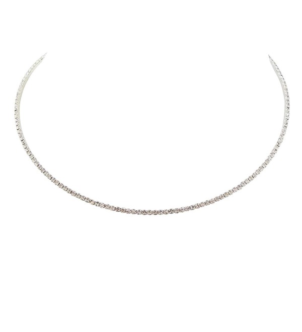 Rosemarie Collections Women's Rhinestone Thin Choker Necklace - C412FUVCGKR