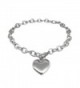 Womens Stainless Steel Heart Charm Chain Bracelet Adjustable (6.5 - 8 Inch) - C412LO8720T