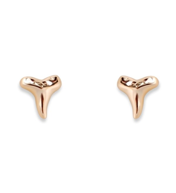 Humble Chic Shark Tooth-Shaped Stud Earrings Hypoallergenic Sterling Silver Delicate Tiny Post Ear Studs - CN129NKKAWV