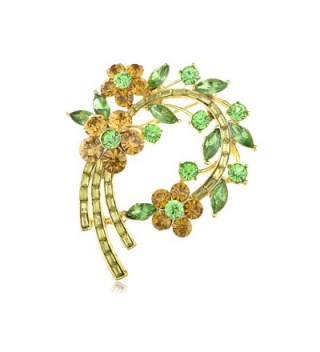 Alilang Topaz Green Crystal Rhinestone Fresh Spring Floral Flower Leaf Wreath Pin Brooch - C8113T2B0ST