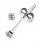 925 Sterling Silver 0.06 tcw Basket Setting 2MM Clear Round CZ Cubic Zirconia Nickel Free Stud Earrings - CT11BECNJO9