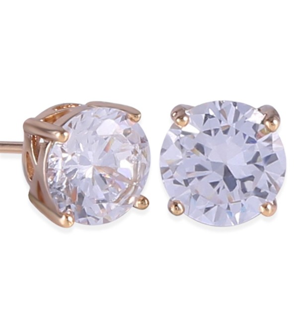 GULICX Yellow Gold Plated Base Smart 7MM White Topaz Color Stud Earring Women - white - CO11Y6L9W8H