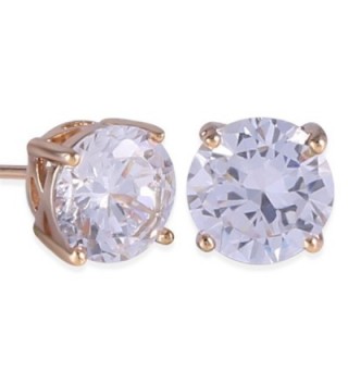GULICX Yellow Gold Plated Base Smart 7MM White Topaz Color Stud Earring Women - white - CO11Y6L9W8H
