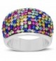 Carly Creations Women's Silver Plated Genuine Crystal MultiColored Band Ring (See More Sizes) - C012JURPPYV