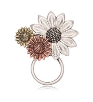 NOUMANDA Gold Silver and Rose Gold Three Sunflower Magnetic Eyeglass Holder Brooch - CW17YSE2KG3
