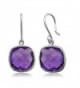 Sterling Amethyst Gemstone Birthstone Checkerboard in Women's Drop & Dangle Earrings