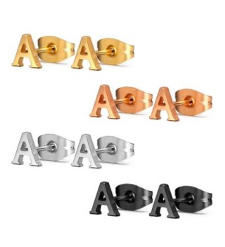 Assorted Stainless Alphabet Earrings Hypoallergenic - Letter A x 4 Pairs - CW11JS7FJNB