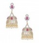 Swasti Jewels Women's American Diamond CZ Zircon Fashion Traditional Ethnic Jhumkas Earrings - Red - CY12BP6O9N3