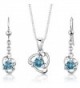 Swiss Blue Topaz Pendant Earrings Necklace Set Sterling Silver 2.50 Carats - C9112TBL5XB