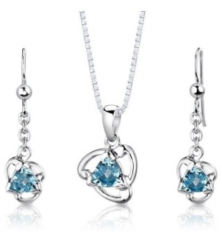 Swiss Blue Topaz Pendant Earrings Necklace Set Sterling Silver 2.50 Carats - C9112TBL5XB