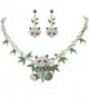 EVER FAITH Bamboo Panda Silver-Tone Necklace Earrings Set Clear w/ Black Austrian Crystal - C211BGDN1OT