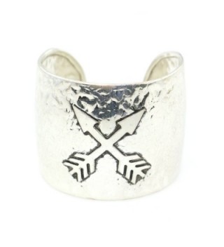 Western Handmade Cuff Bracelet with Crossing Arrow Design - Silver - CA187NGUAQH