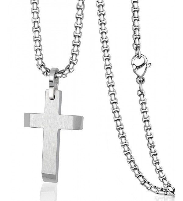Stainless Steel Cross Pendant Necklace Chain for Men Women with 20-24 Inches Rolo Chain COOLUXU - CV186IZ6I0E