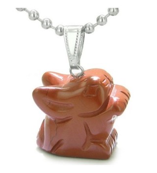 Amulet Lucky Charm Rabbit Totem Red Jasper Good Luck Believe Powers Pendant 18 Inch Necklace - CO11D3JJCEH