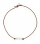 Bonnie Leather Choker Genuine Leather 3 White Pearls Cord Knotted Necklace Handmade Jewelry for Women - Brown - C012NGFMGUB