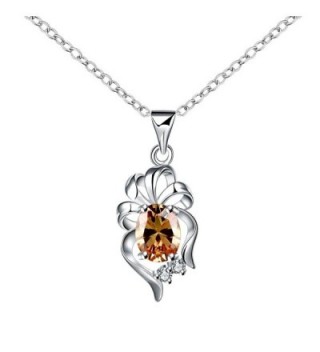 Mealove Silver Gorgeous Flowers Cubic Zirconia Pendant Necklace-18 inch - CC12KTJEP09