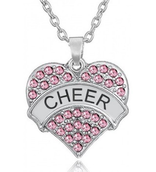 Silver Crystal Cheerleader Pendant Necklace - "Pastel Pink 1""" - CN188K27O4T