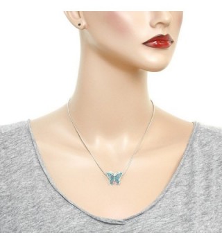Silver Crystal Butterfly Pendant Necklace in Women's Pendants