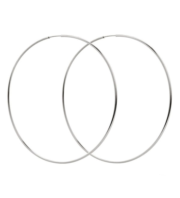 Sterling Silver 3.25 Inch Continuous Hoop Earrings - C1111VV4ORJ