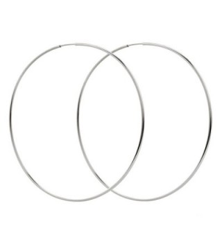 Sterling Silver 3.25 Inch Continuous Hoop Earrings - C1111VV4ORJ