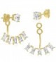 Ear Jacket 2 in 1 Yellow 14k Gold Plated-Sterling Silver CZ AAA Quality Stud & Jacket Earrings Set - C5127KSP3WB