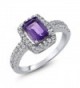 1.67 Ct Emerald Cut Purple Amethyst Gemstone Birthstone 925 Sterling Silver Women's Ring - C911NW0HS3T