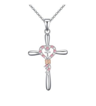 Xingzou Necklace Pendant Crosses Jewelry - Clear and Pink Crystal - CQ12NTYZ1J8