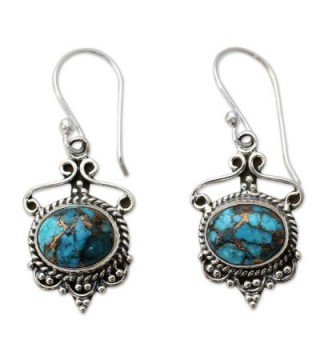 NOVICA Reconstituted Turquoise .925 Sterling Silver Dangle Earrings 'Oceans of Love' - CQ12E4PIQT5
