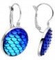 Body Candy Handcrafted Iridescent Blue Mermaid Scale Leverback Pierced Earrings - CW184T0DMNU