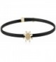 ABS By Allen Schwartz Open Leather Charm Crystal Choker Necklace - Gold Black Crystal - C612O36D2WE