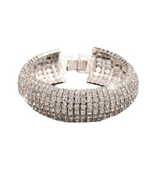 Susenstone Rhinestone Stretch Multilayer Bracelet for Wedding Prom Party Bracel - Silver - CB12LVI8X8R