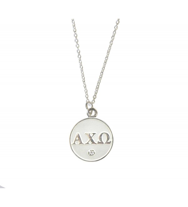 Alpha Chi Omega Sorority Lavalier Necklace - AXO - Silver - CZ11QZQK6E5