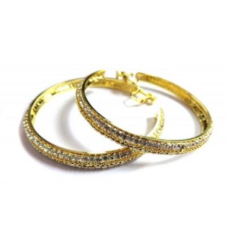 Clip Earrings Crystal Hoops Gold