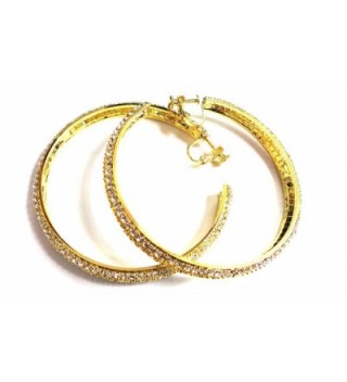 Clip Earrings Crystal Hoops Gold in Women's Clip-Ons Earrings