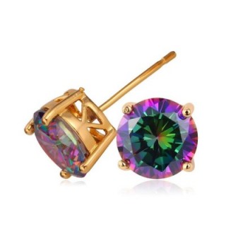 U7 Earrings Zirconia Colorful Diamond - gold rainbow cz - C511YJAA075