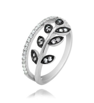 Sterling Silver CZ Black Leaf Statement Ring - CP12NENG9CT