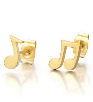 2pcs Music Sign Stud Earrings in Stainless Steel for Men Women Girls- Gold Color - CC12D390XDP