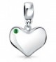 Bling Jewelry Simulated Emerald Crystal Heart Shaped Dangle Bead Charm .925 Sterling Silver - CK11XSBYOS9